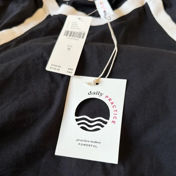 Anthropologie Daily Practice Dress Long Sleeve Ruching Black SIZE MEDIUM NEW - Picture 6 of 7